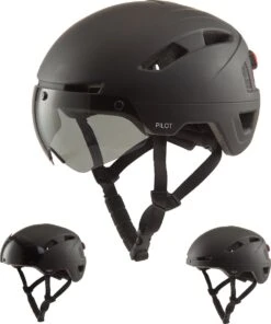 GOOFF® PILOT 3 In 1 Snorscooterhelm Met Afneembaar Vizier - Matzwart - Lichtgewicht Snorfiets Helm - NTA Gecertificeerd Speed Pedelec Helm - Geschikt Voor Blauw Kenteken Snorscooter En Snorfiets - Maat XL - Voor Vrouwen En Mannen