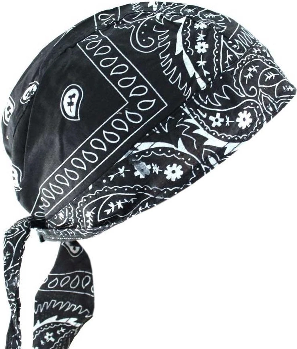 Zwart/witte Paisley Bandana Hoofdaccessoire - Zac's Alter Ego 1 Zwart/witte Paisley Bandana Hoofdaccessoire - Zac's Alter Ego