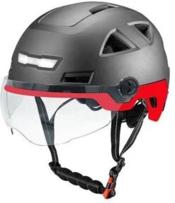 Vito E-Light Zwart Rood Met Vizier L/XL 58-61 Cm | Speed Pedelec Helm | NTA 8776 Goedgekeurd | Snorfiets Helm Snorscooter | Geschikt Voor Helmplicht Blauw Kenteken