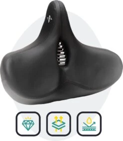 Voltano City XXXL Fietszadel Met Uitsparing – Unisex Extra Breed Fietszadel – Tegen Zadelpijn – 100% Waterdicht – Incl. Gratis Zadelstrop - Zwart -Fietsuitrustings Winkel 1039x1200 3