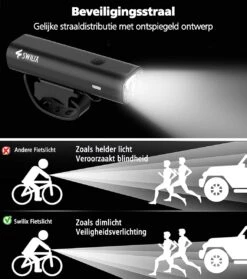 SWILIX ® - Fietsverlichting Set - Oplaadbare USB Led Fietslamp - Voor En Achter - Waterdicht - 4 Lichtstanden - Zwart -Fietsuitrustings Winkel 1063x1200 1