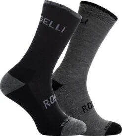 Rogelli Wintersok Merino Wool 2-pack - Grijs & Zwart - Maat 40-43