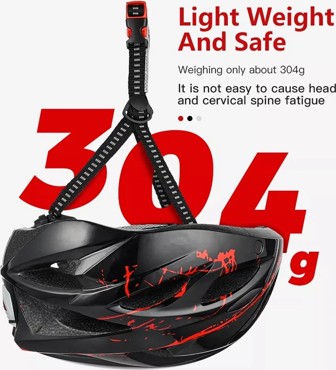 Zacro Fietshelm - Met Bril En Waarschuwingslampje - Nacht Veiligheidshelmen Fietshelm - Voor Volwassenen, MTB, Stadsfietsen - Wit En Zwart 7 Zacro Fietshelm - Met Bril En Waarschuwingslampje - Nacht Veiligheidshelmen Fietshelm - Voor Volwassenen, MTB, Stadsfietsen - Wit En Zwart - Afbeelding 7