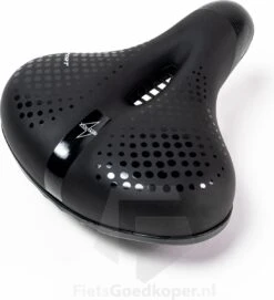 Voltano Pro Gel Fietszadel – Met Uitsparing – Zwart – Unisex - Inclusief Zadelstrop - Ergonomisch Gevormd - Elastomeer Vering -Fietsuitrustings Winkel 1094x1200 4