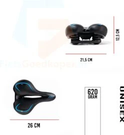 Voltano City / Tour Fietszadel - Comfortabel Gel Zadel - Met Uitsparing - Unisex - Zwart / Blauw - Elastomeren Vering Voor Extra Comfort -Fietsuitrustings Winkel 1099x1200 3