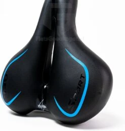 Voltano City / Tour Fietszadel - Comfortabel Gel Zadel - Met Uitsparing - Unisex - Zwart / Blauw - Elastomeren Vering Voor Extra Comfort -Fietsuitrustings Winkel 1145x1200 3