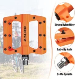 Zacro Fietspedalen - Nylon Antislip Mountainbike Pedalen - Platformpedalen - 9/16 - 2 Lagers - Antislip Waterdicht Anti Stof - Oranje -Fietsuitrustings Winkel 1147x1200 6