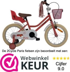 2Cycle Paris Meisjesfiets - 16 Inch - Roze-Wit - Met Poppenzitje - Meisjesfiets -Fietsuitrustings Winkel 1170x1200
