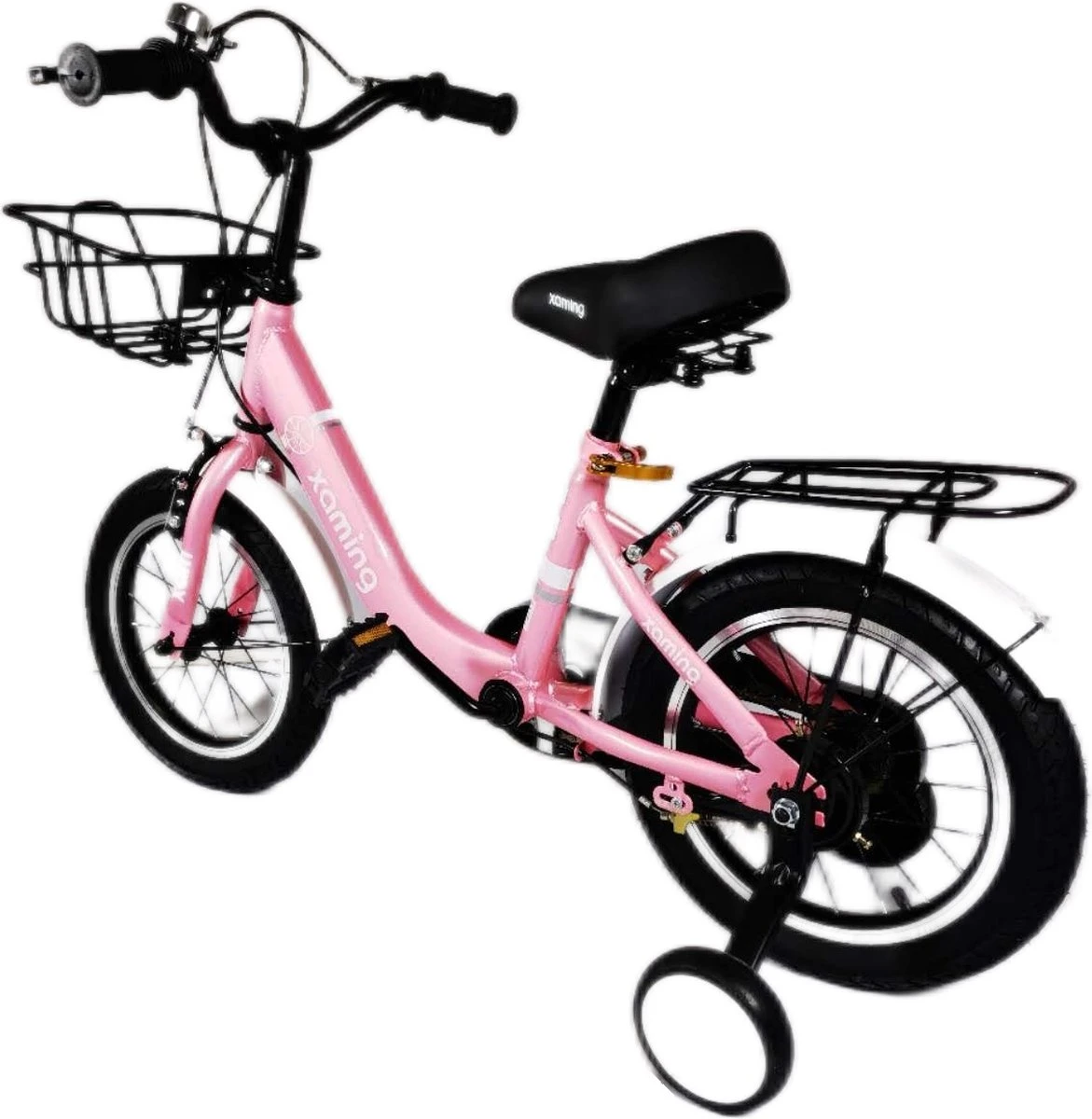Kinderfiets -14 Inch Kinderfiets -vanaf 3-5 Jaar Jongens En Meisjes Fietsen -Terugtrap -Rem -Stabilisatoren(2 Zijwieltjes)-Mandje - Achterbank-de Bel-Roze 2 Kinderfiets -14 Inch Kinderfiets -vanaf 3-5 Jaar Jongens En Meisjes Fietsen -Terugtrap -Rem -Stabilisatoren(2 Zijwieltjes)-Mandje - Achterbank-de Bel-Roze - Afbeelding 2