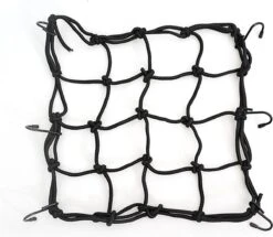 RAMBUX® - Snelbinders - Zwart - Bagagenet - 6 Haken - Bagagespin - Bagageriem - Motor Auto Fiets - Snelbinders Met Haak - 25x25cm Tot 55x55cm