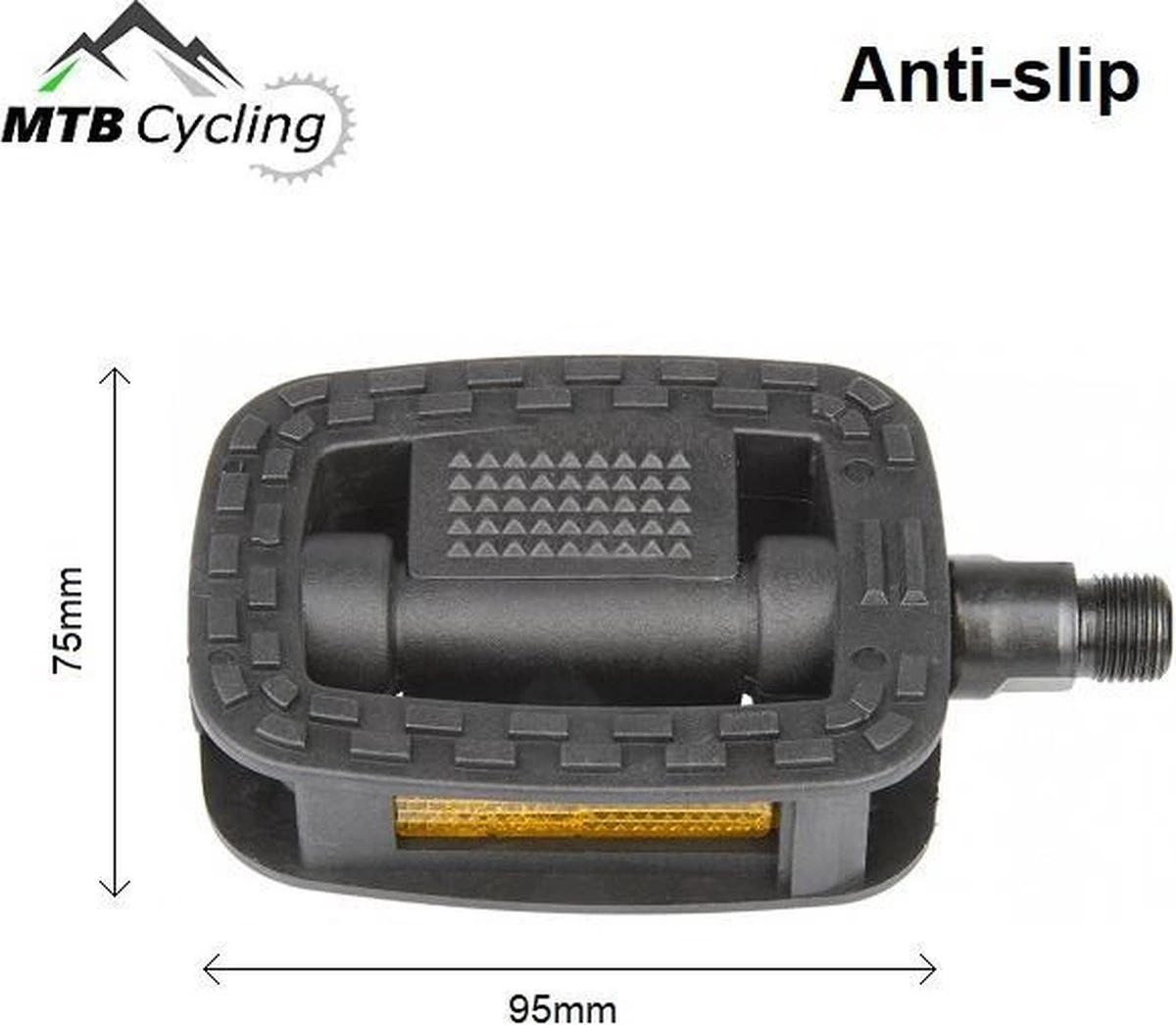 Fiets Pedalen - Anti Slip - Trappers Voor Fiets Met Reflector - 14.2mm Schroefdraad - 9/16 Inch -Zwart 8 Fiets Pedalen - Anti Slip - Trappers Voor Fiets Met Reflector - 14.2mm Schroefdraad - 9/16 Inch -Zwart - Afbeelding 8