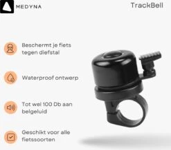 MEDYNA TrackBell - Fietsbel - AirTag Fiets - GPS Tracker Fiets - Fietsalarm - Fiets GPS - Bike Tracker - Ebike -Fietsuitrustings Winkel 1200x1058 3
