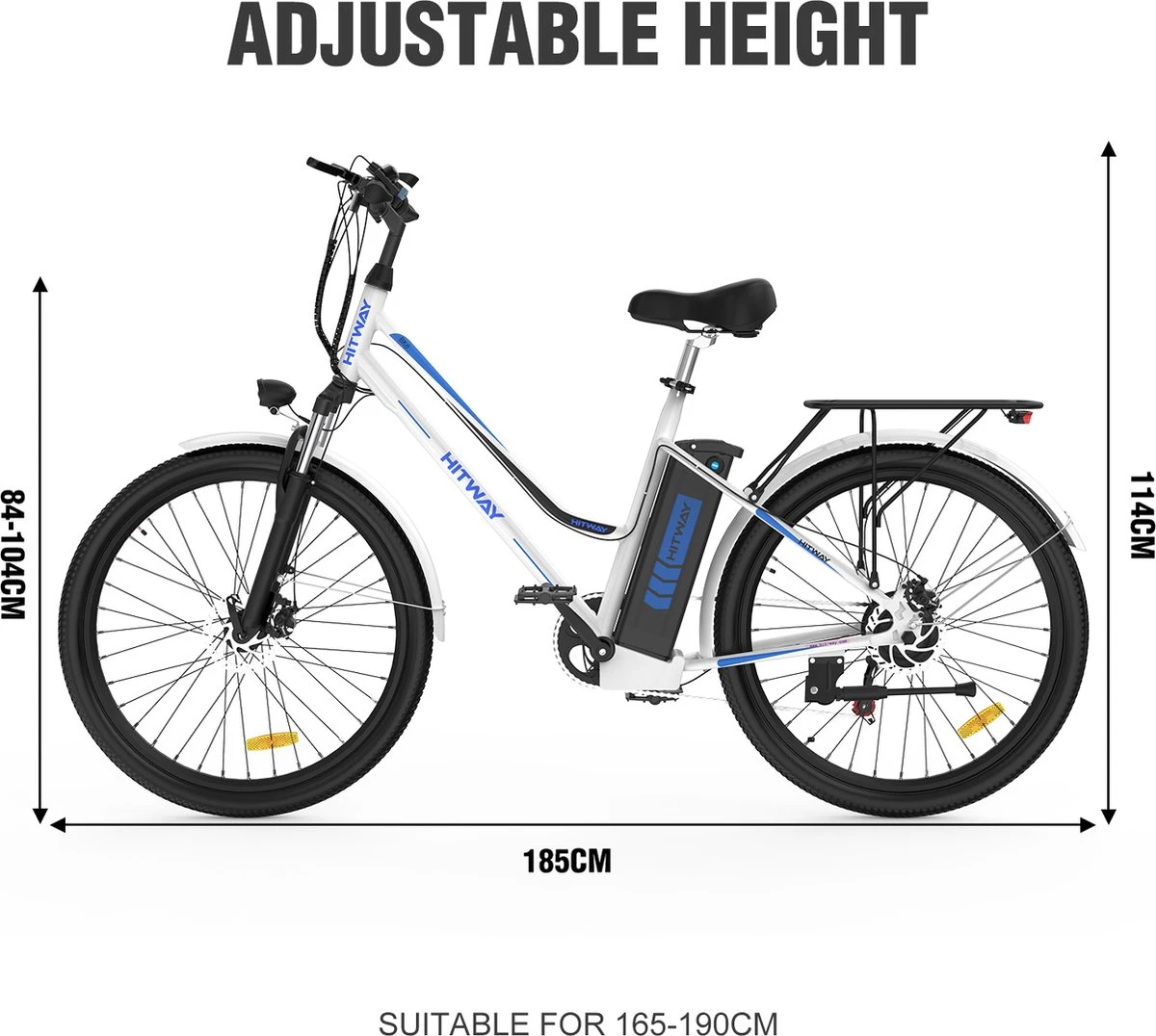 HITWAY Elektrische Fiets, 26 Inch, 250 W Motor, Li-batterij 36 V/11,2 Ah Ebike, Shimano 7 Versnellingen, Tot 35-90 Km 4 HITWAY Elektrische Fiets, 26 Inch, 250 W Motor, Li-batterij 36 V/11,2 Ah Ebike, Shimano 7 Versnellingen, Tot 35-90 Km - Afbeelding 4