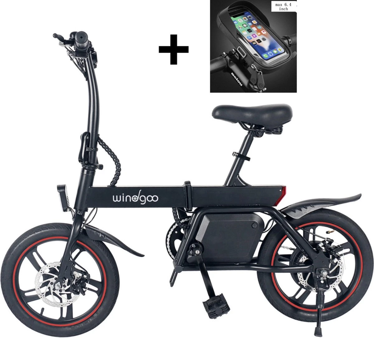 Merkloos Windgoo B20 PRO - E Bike - Elektrische Fiets - 16 Inch - 250W - 7.8Ah Batterij - Max. 25km/u - Zwart - Incl. GSM Houder 1 Merkloos Windgoo B20 PRO - E Bike - Elektrische Fiets - 16 Inch - 250W - 7.8Ah Batterij - Max. 25km/u - Zwart - Incl. GSM Houder