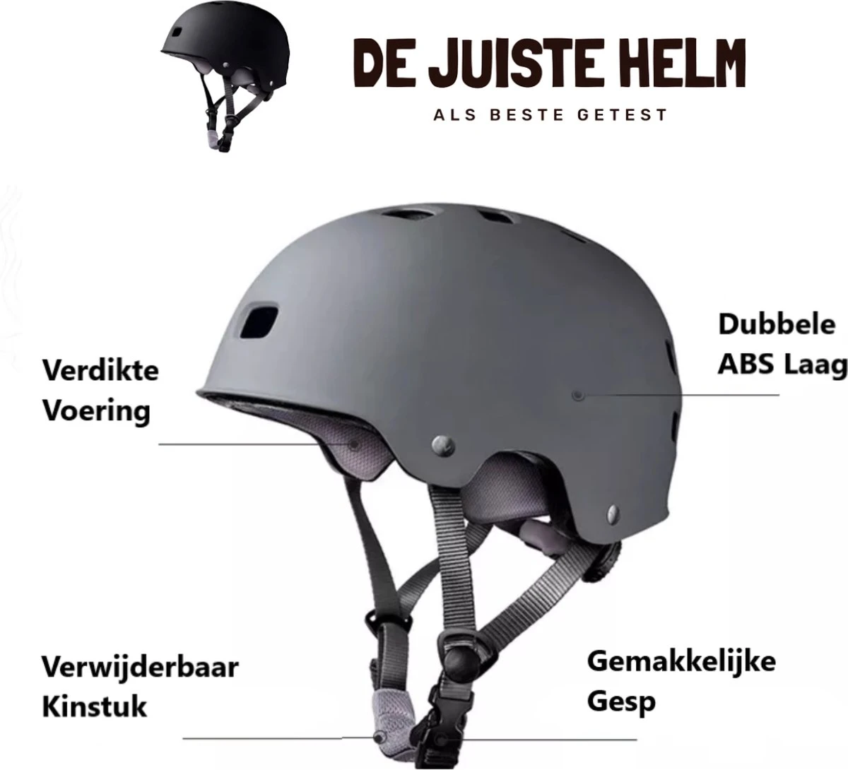 De Juiste Helm - NTA 8776 Helm - Scooterhelm, Fietshelm, E-chopperhelm, Speed-Pedelec Helm - Maat M - Zwart 4 De Juiste Helm - NTA 8776 Helm - Scooterhelm, Fietshelm, E-chopperhelm, Speed-Pedelec Helm - Maat M - Zwart - Afbeelding 4