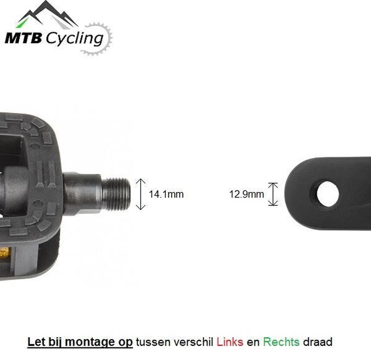 Fiets Pedalen - Anti Slip - Trappers Voor Fiets Met Reflector - 14.2mm Schroefdraad - 9/16 Inch -Zwart 6 Fiets Pedalen - Anti Slip - Trappers Voor Fiets Met Reflector - 14.2mm Schroefdraad - 9/16 Inch -Zwart - Afbeelding 6