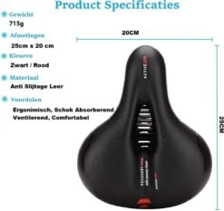 Voltano Fietszadel Met Gelpads - Zwart/Rood - Uitsparing - Zadelvering - Unisex - Incl. Gratis Zadelstrop 27 Voltano Fietszadel Met Gelpads - Zwart/Rood - Uitsparing - Zadelvering - Unisex - Incl. Gratis Zadelstrop -Fietsuitrustings Winkel 1200x1131 5