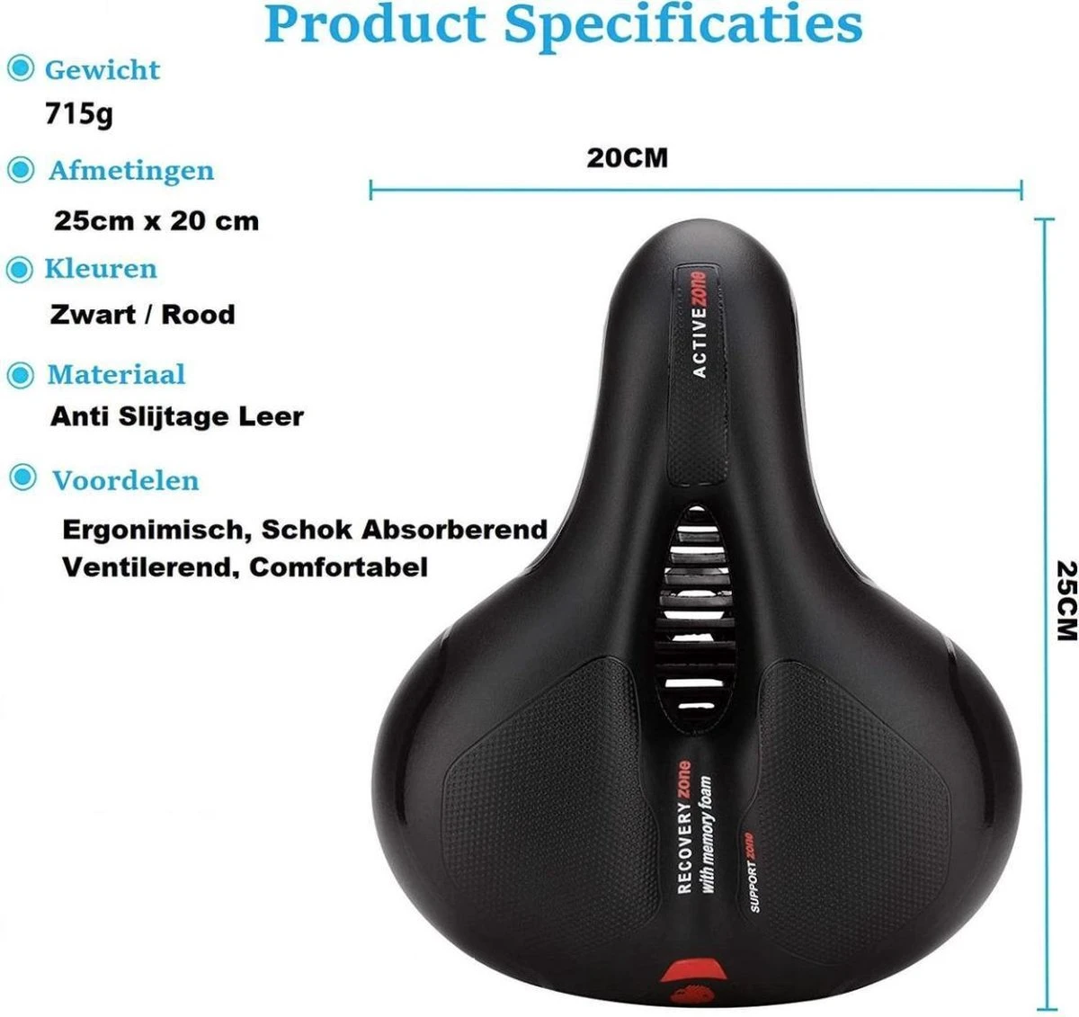 Voltano Fietszadel Met Gelpads - Zwart/Rood - Uitsparing - Zadelvering - Unisex - Incl. Gratis Zadelstrop 12 Voltano Fietszadel Met Gelpads - Zwart/Rood - Uitsparing - Zadelvering - Unisex - Incl. Gratis Zadelstrop - Afbeelding 12