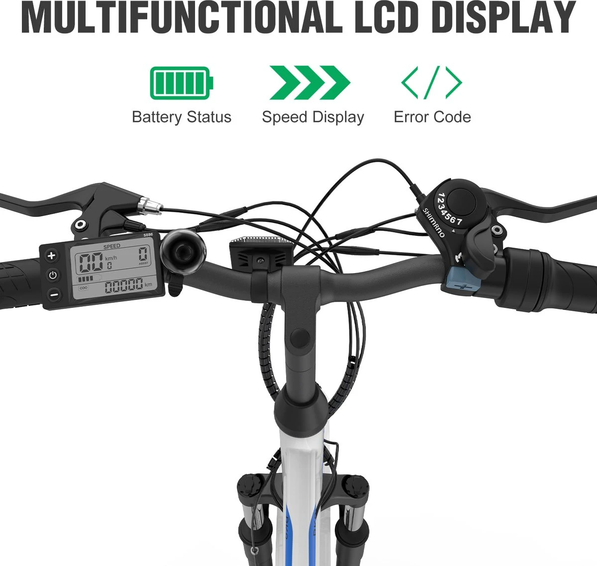 HITWAY Elektrische Fiets, 26 Inch, 250 W Motor, Li-batterij 36 V/11,2 Ah Ebike, Shimano 7 Versnellingen, Tot 35-90 Km 2 HITWAY Elektrische Fiets, 26 Inch, 250 W Motor, Li-batterij 36 V/11,2 Ah Ebike, Shimano 7 Versnellingen, Tot 35-90 Km - Afbeelding 2