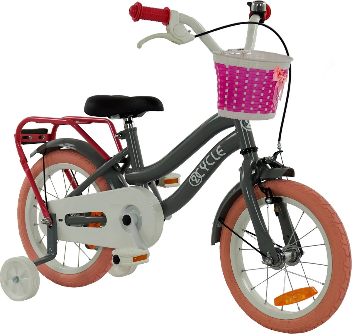 2Cycle Pretty Kinderfiets - 14 Inch - Grijs-Roze - Meisjesfiets 2 2Cycle Pretty Kinderfiets - 14 Inch - Grijs-Roze - Meisjesfiets - Afbeelding 2
