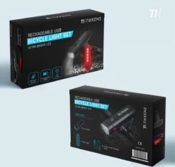 TIKKENS LED Fietsverlichting Set - Fietslamp USB Oplaadbaar - Fietslampjes Voorlicht & Achterlicht - Waterdicht – Zwart -Fietsuitrustings Winkel 1200x1143 5