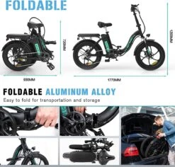 Hitway BK6 Elektrische Fiets | Opvouwbare E-bike | 20 Inch Fat Tire | 350W Motor | 10Ah | Zwart/Groen -Fietsuitrustings Winkel 1200x1147 2