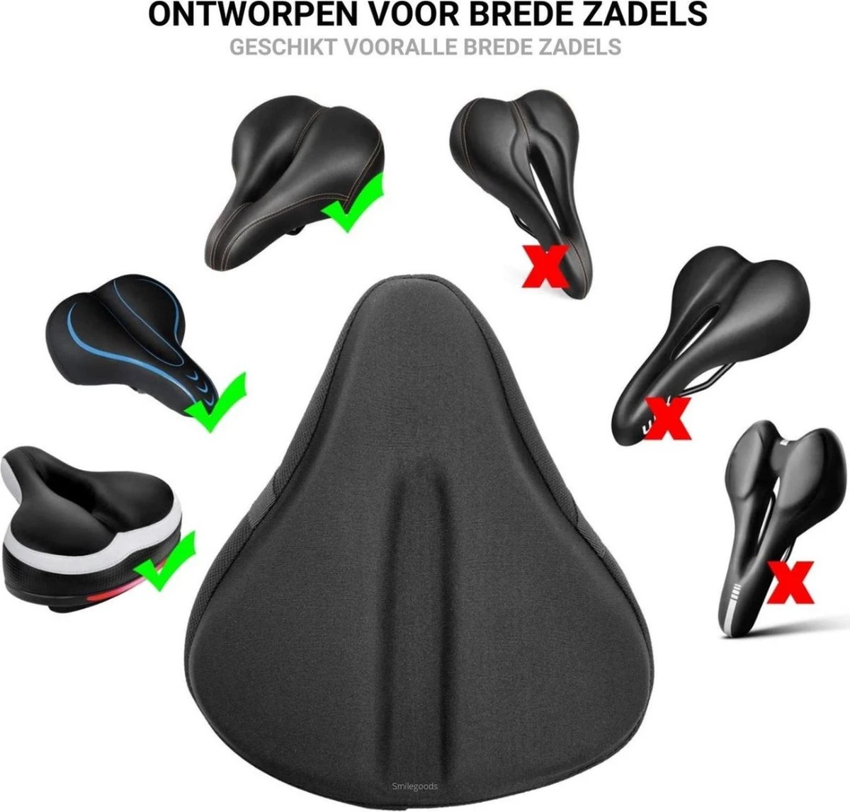 Smilegoods® Gel Zadelhoes Fiets 3D - Zadeldek - Zadelhoes Waterdicht - Zadeldek Fiets - Universeel Brede Zadels - Veiligheidsreflector Voor In Het Donker 2 Smilegoods® Gel Zadelhoes Fiets 3D - Zadeldek - Zadelhoes Waterdicht - Zadeldek Fiets - Universeel Brede Zadels - Veiligheidsreflector Voor In Het Donker - Afbeelding 2