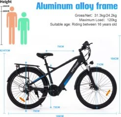 Hitway Elektrische Fiets Off-Road | Electric Mountain Bike | E-bike | 250W Motor | 26 Inch | Zwart -Fietsuitrustings Winkel 1200x1155