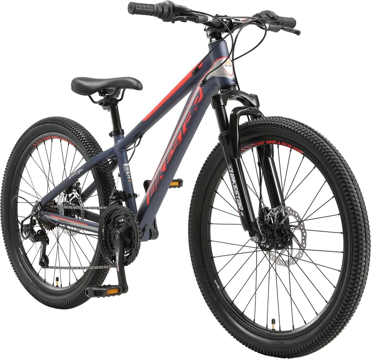 Bikestar 24 Inch 21 Speed Hardtail MTB Sport, Blauw / Rood 1 Bikestar 24 Inch 21 Speed Hardtail MTB Sport, Blauw / Rood
