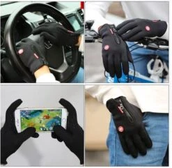 Fietshandschoenen Winter - Handschoenen - Sport Handschoenen Met Rits - Touchscreen Telefoon - Anti Slip Gloves - Heren / Dames - Maat S - Zwart - Kerst Cadeautje -Fietsuitrustings Winkel 1200x1172 4