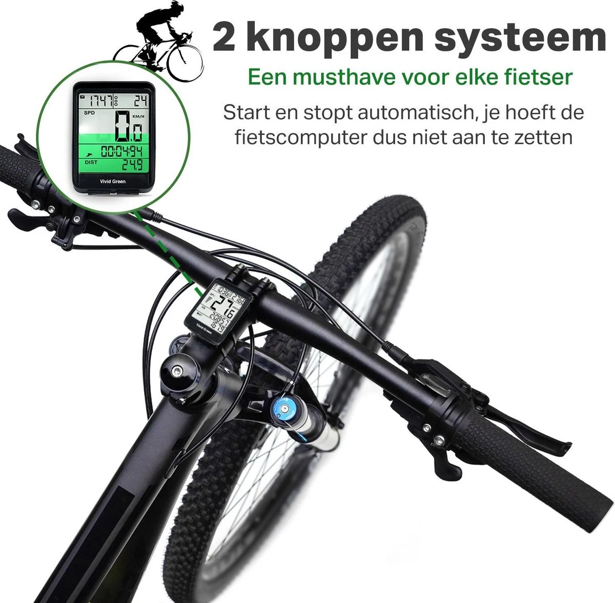 Vivid Green Draadloze Fietscomputer Snelheidsmeter - Mountainbike - Kilometerteller - Fiets Accessoires - Racefiets - Draadloos 5 Vivid Green Draadloze Fietscomputer Snelheidsmeter - Mountainbike - Kilometerteller - Fiets Accessoires - Racefiets - Draadloos - Afbeelding 5