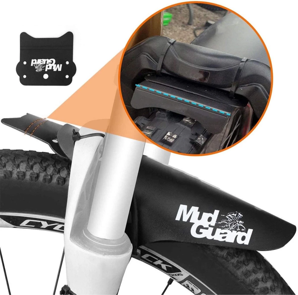 Nixnix - Mudguard MTB - Ass Saver - Universeel Spatbord Mountainbike - Eenvoudige Bevestiging Tie Wrap - Zwart Met Wit Print 5 Nixnix - Mudguard MTB - Ass Saver - Universeel Spatbord Mountainbike - Eenvoudige Bevestiging Tie Wrap - Zwart Met Wit Print - Afbeelding 5