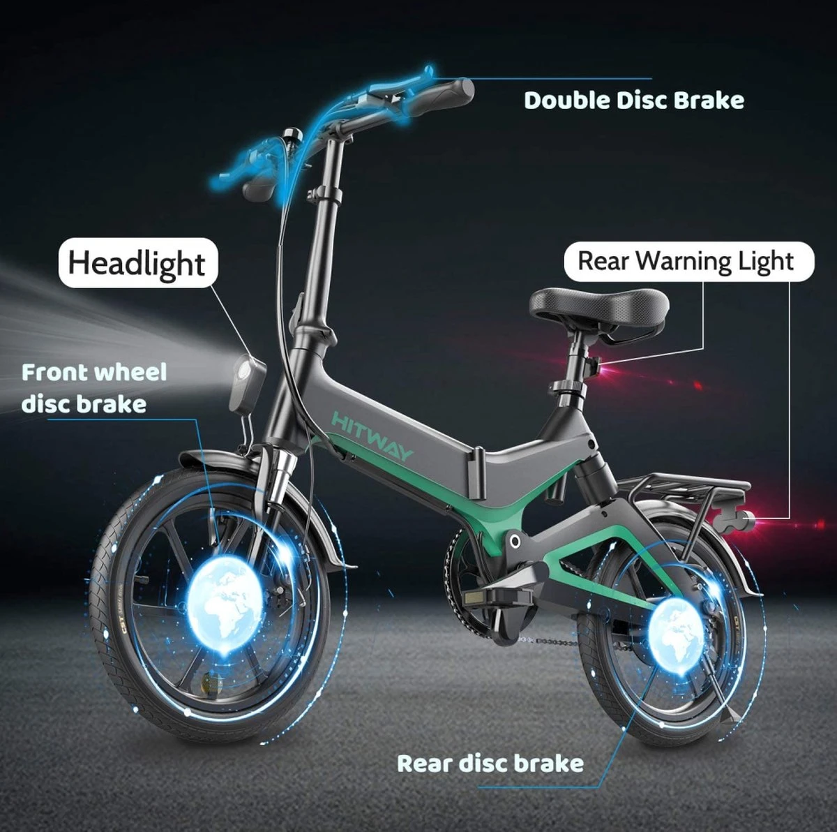 HITWAY Elektrische Fiets - Opvouwbare E-bike - 16 Inch-250W-2023 Model 5 HITWAY Elektrische Fiets - Opvouwbare E-bike - 16 Inch-250W-2023 Model - Afbeelding 5