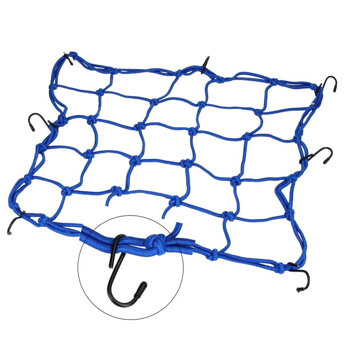 Merkloos Premium Bagagenet Met 8 Haken – 40x40cm – 90x90 Uitgerekt – Blauw | Spin, Motorfiets, Scooter En Fiets 3 Merkloos Premium Bagagenet Met 8 Haken – 40x40cm – 90x90 Uitgerekt – Blauw | Spin, Motorfiets, Scooter En Fiets - Afbeelding 3
