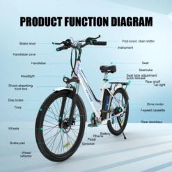 Hitway Elektrische Fiets | E-bike Damesfiets | 26 Inch | 250W Motor | Wit -Fietsuitrustings Winkel 1200x1200 124