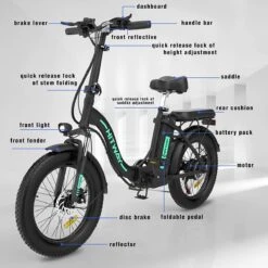 HITWAY Elektrische Fiets | 20" Opvouwbare Volwassen Vette Fiets | Batterij 36V/11,2Ah,Motor 250W, Max Bereik 35-90km | E Bike City -Fietsuitrustings Winkel 1200x1200 129