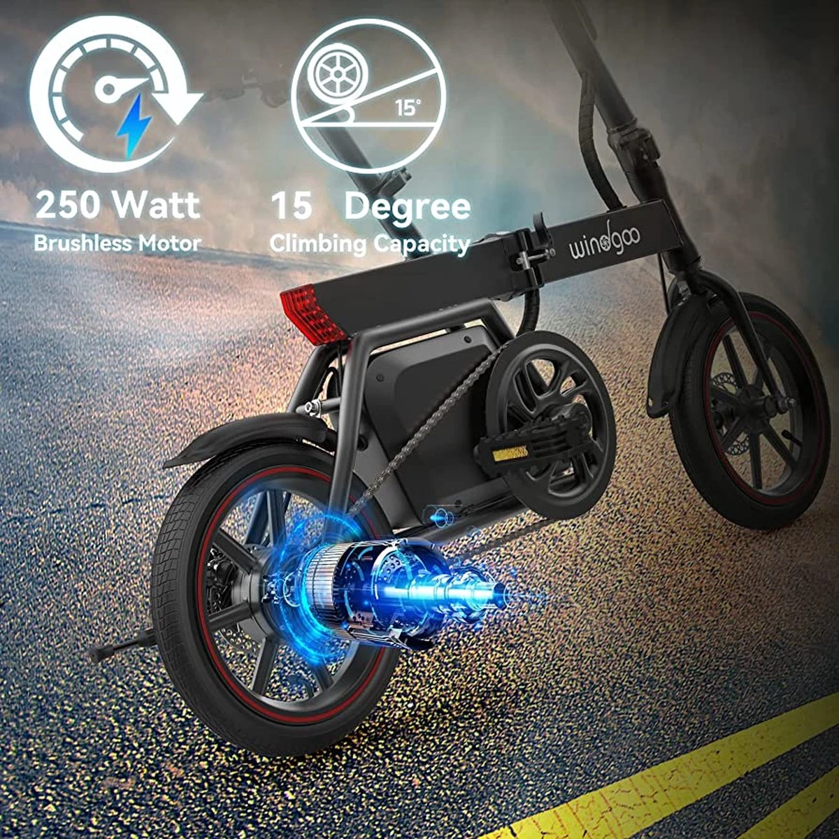Windgoo B20 V3 - Elektrische Vouwfiets - E Bike - 250W 7.8Ah Batterij - APP IOS Android - 14 Inch - 25 KM/H - Zwart 12 Windgoo B20 V3 - Elektrische Vouwfiets - E Bike - 250W 7.8Ah Batterij - APP IOS Android - 14 Inch - 25 KM/H - Zwart - Afbeelding 12
