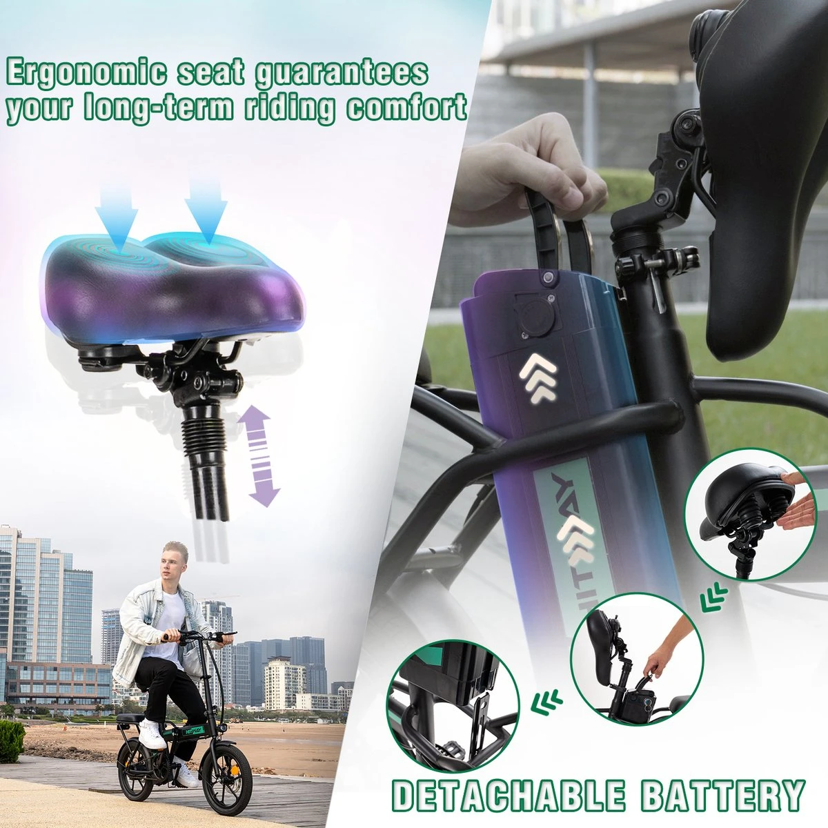 Hitway BK5 Elektrische Fiets | Opvouwbare E-bike | 16 Inch | Hitway BK5 250W Motor | Zwart 7 Hitway BK5 Elektrische Fiets | Opvouwbare E-bike | 16 Inch | Hitway BK5 250W Motor | Zwart - Afbeelding 7