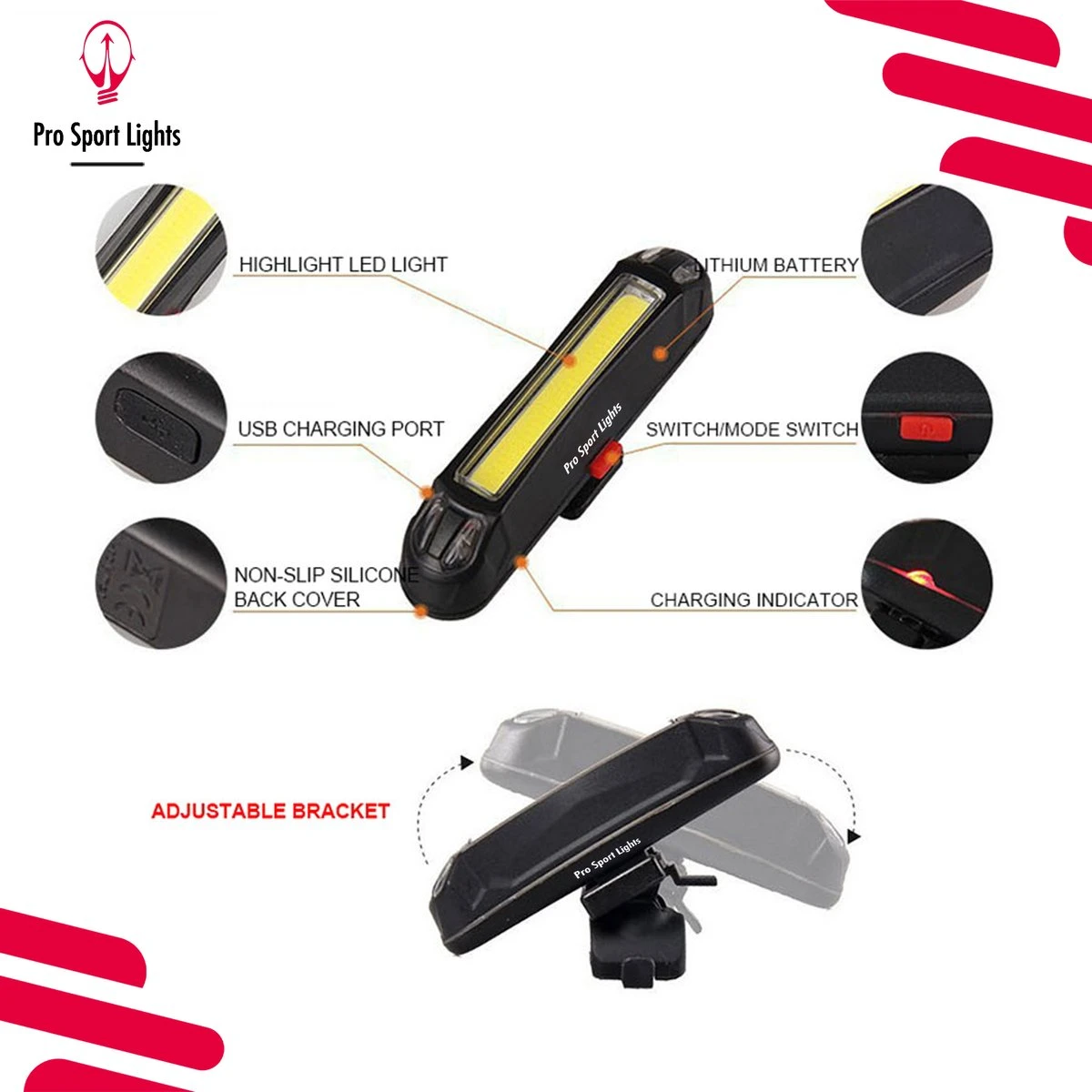 Fiets Voorlicht - WIT USB Oplaadbaar - LED Fietsverlichting 2 Fiets Voorlicht - WIT USB Oplaadbaar - LED Fietsverlichting - Afbeelding 2