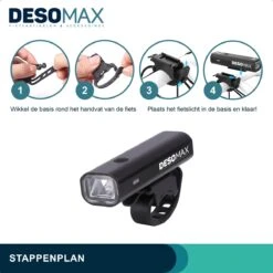 DesoMax® Fietsverlichting Set USB Oplaadbaar Heldere Fietslamp - Voorlicht - Achterlicht - Koplamp - Achterlamp -Fietsuitrustings Winkel 1200x1200 293