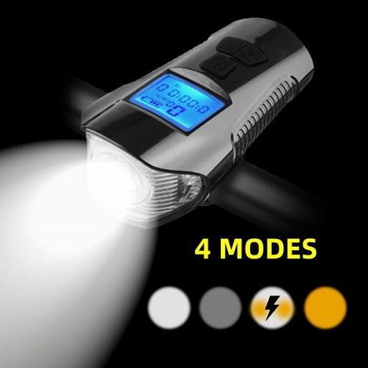 Voorlicht Fiets - Fietslicht - Led Voorlamp - 500 Lumen - Usb Oplaadbaar - Waterdicht - Koplamp Fiets - Snelheidsmeter - Claxon - Vier Standen 1 Voorlicht Fiets - Fietslicht - Led Voorlamp - 500 Lumen - Usb Oplaadbaar - Waterdicht - Koplamp Fiets - Snelheidsmeter - Claxon - Vier Standen