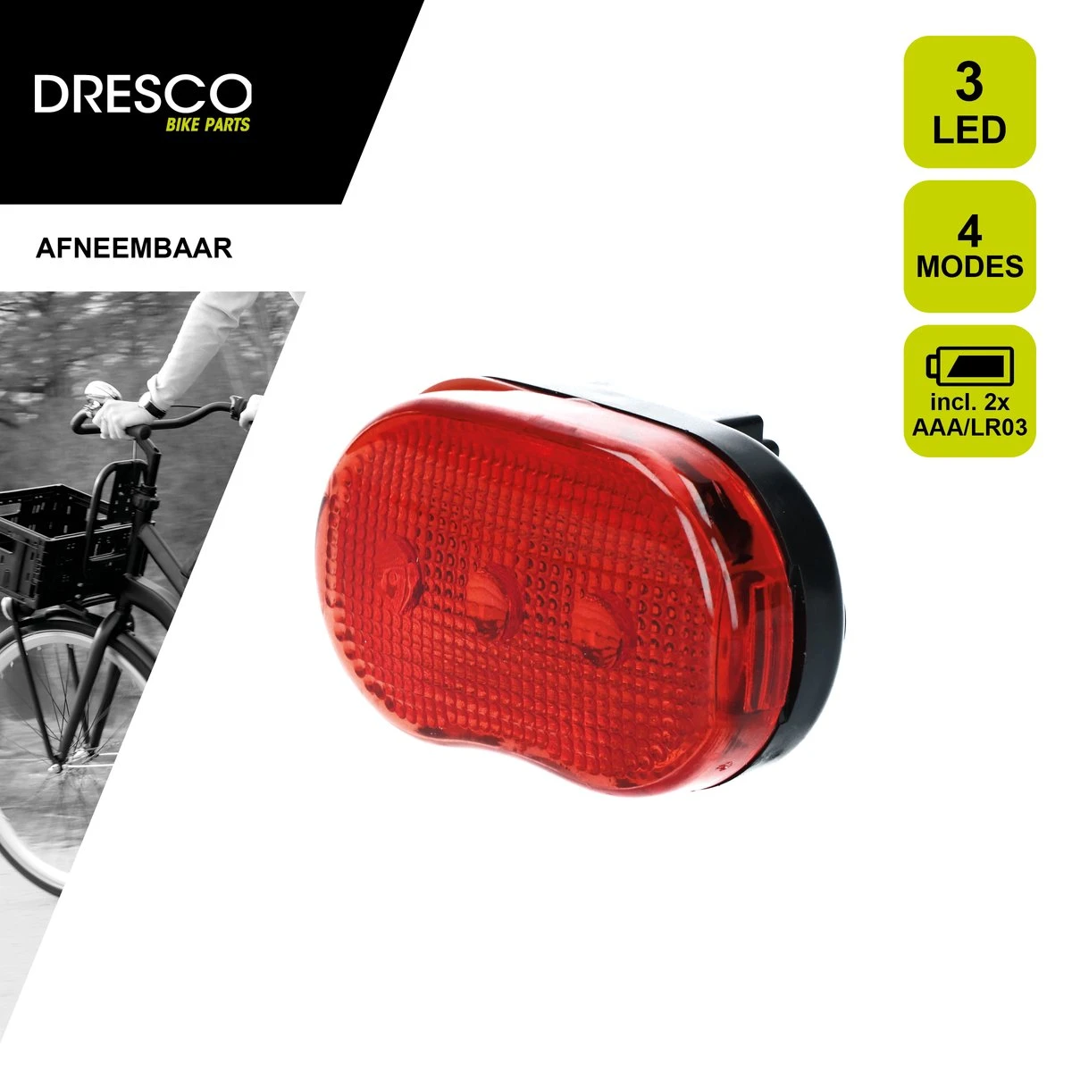 Dresco Achterlicht Fiets 3 Led's | Fietsverlichting Led | Achterlicht Met Batterij En Knipperlicht 8 Dresco Achterlicht Fiets 3 Led's | Fietsverlichting Led | Achterlicht Met Batterij En Knipperlicht - Afbeelding 8