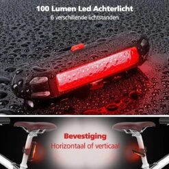 SWILIX ® - Fietsverlichting Set - Oplaadbare USB Led Fietslamp - Voor En Achter - Waterdicht - 4 Lichtstanden - Zwart -Fietsuitrustings Winkel 1200x1200 368