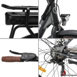Elektrische Stadsfiets 26 '' (F264) - Stalen Frame - 6 Versnellingen Shimano - Schijfremmen - 10 Ah - Grijs -Fietsuitrustings Winkel 1200x1200 42