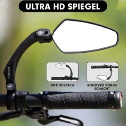 Esioh® Verstelbare Fietsspiegel Rechts Ebike Op Stuur - Achteruitkijkspiegel Fiets – Zijspiegel Fiets 360 ° Draaibaar - Zwart -Fietsuitrustings Winkel 1200x1200 779