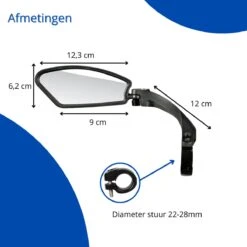 Fietsspiegel - Fietsspiegel Ebike - Links - Achteruitkijkspiegel - Fietsspiegel Op Stuur - Fiets Spiegel - Verstelbaar - Zwart - Stuurbevestiging - EJC Products -Fietsuitrustings Winkel 1200x1200 791