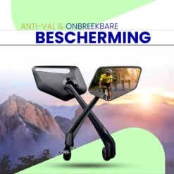 Beyond Gold - Fietsspiegel - Links - Reflectie Strip - E Step - Elektrische Fiets - Mountain Bike - Incl Grote Kijkhoek - Achteruitkijkspiegel - 360º Verstelbaar - Multifunctioneel - Incl Inbussleutel - Fiets Spiegel -Fietsuitrustings Winkel 1200x1200 799
