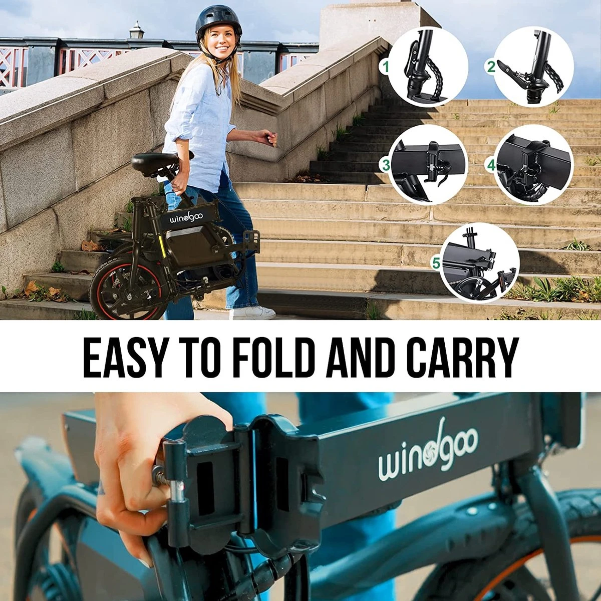 Merkloos Windgoo B20 V3- APP IOS Android - Elektrische Vouwfiets - E Bike - 7.8Ah Batterij - 250W - 14 Inch - 25 KM/H - Zwart 12 Merkloos Windgoo B20 V3- APP IOS Android - Elektrische Vouwfiets - E Bike - 7.8Ah Batterij - 250W - 14 Inch - 25 KM/H - Zwart - Afbeelding 12