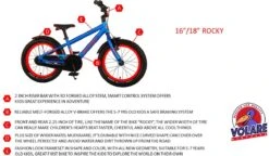 Volare Rocky Kinderfiets - 16 Inch - Zwart Blauw - 95% Afgemonteerd - Prime Collection -Fietsuitrustings Winkel 1200x698