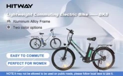 HITWAY 26 Inch E-bike, Elektrische Fiets Voor Heren En Dames, Pedelec Stadsfietsen, 250 W Motor, 36 V/11,2 Ah E-bike, Shimano 7 Versnellingen, 35-90 Km| Wit / Blauw -Fietsuitrustings Winkel 1200x742 5